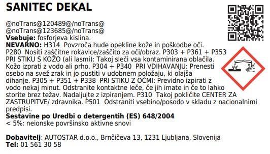 Środek do usuwania kamienia Dekal / 5L