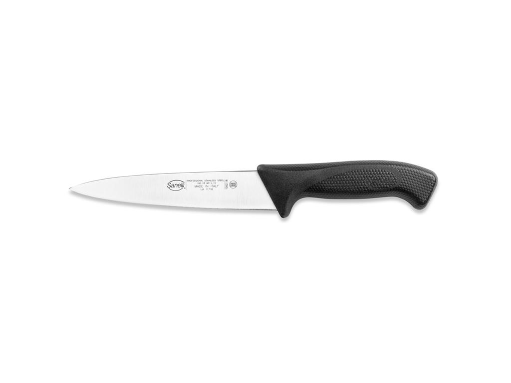 Nóż rzeźnicki / 18 cm / czarny / skóra