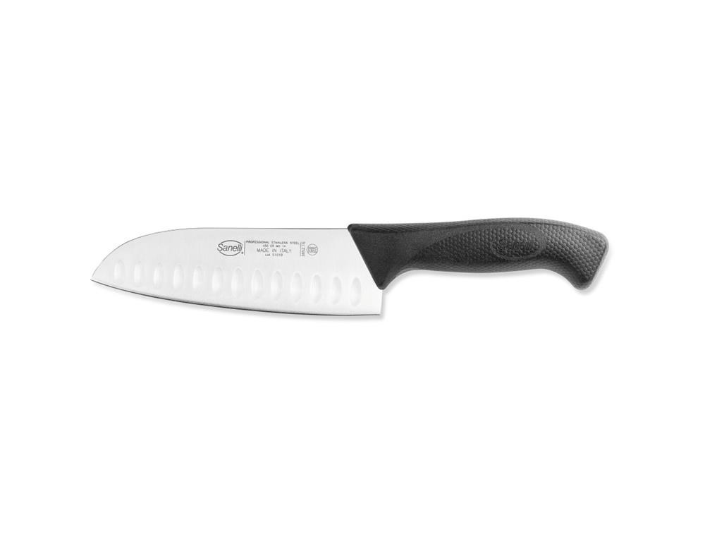 Nóż Santoku / 16 cm / żebrowany / Skóra