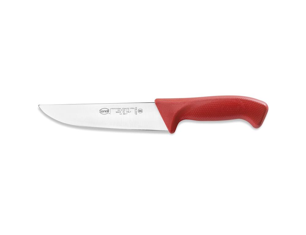 Nóż rzeźnicki / 18 cm / czerwony / skóra