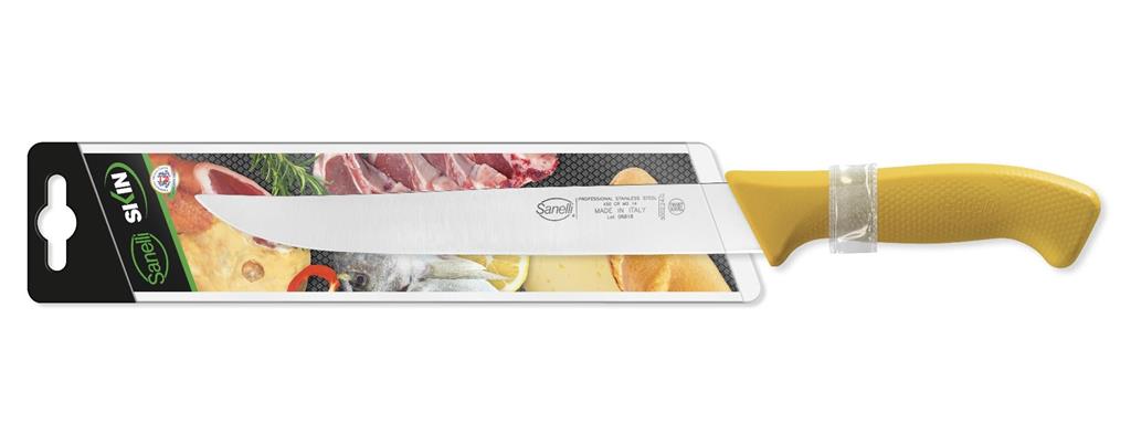 Nóż do pieczeni / 24 cm / żółty / ze skó