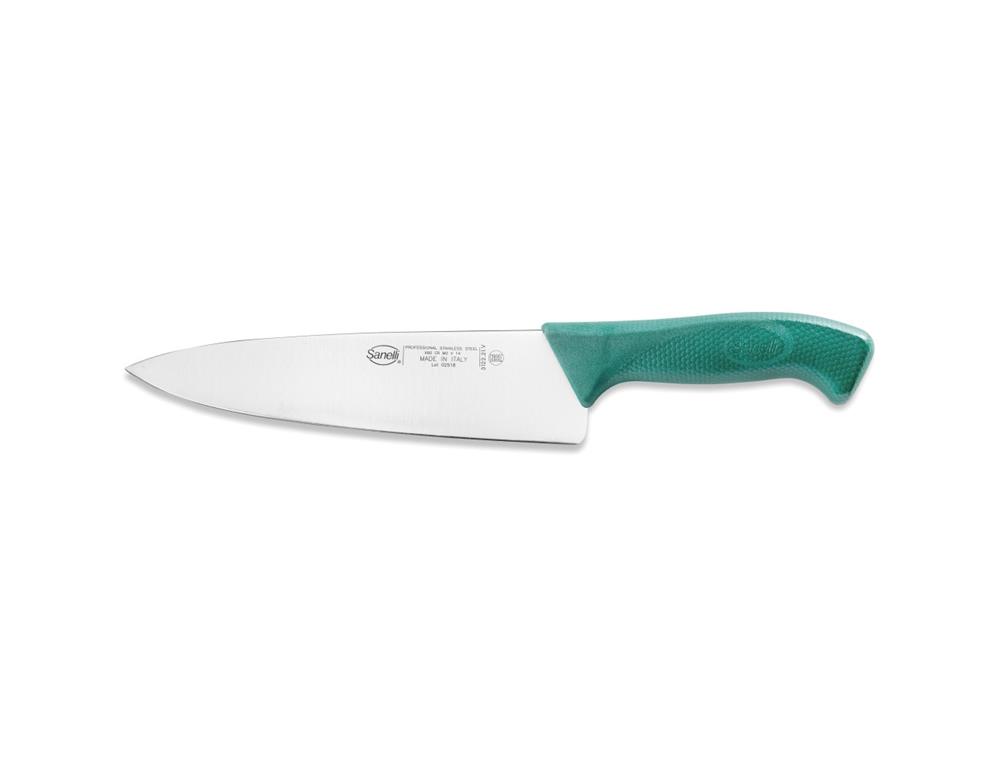 Nóż kuchenny / 21 cm / zielony / skóra