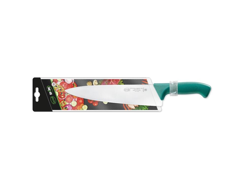Nóż kuchenny / 25 cm / zielony / skóra