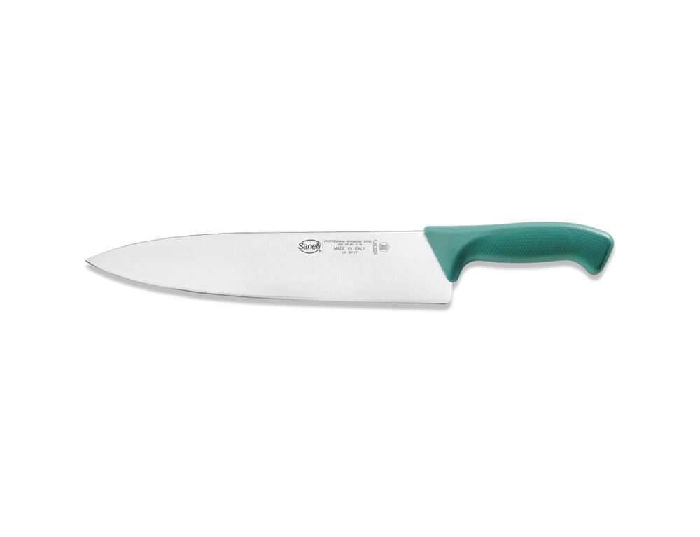 Nóż kuchenny / 30cm / zielony / skóra