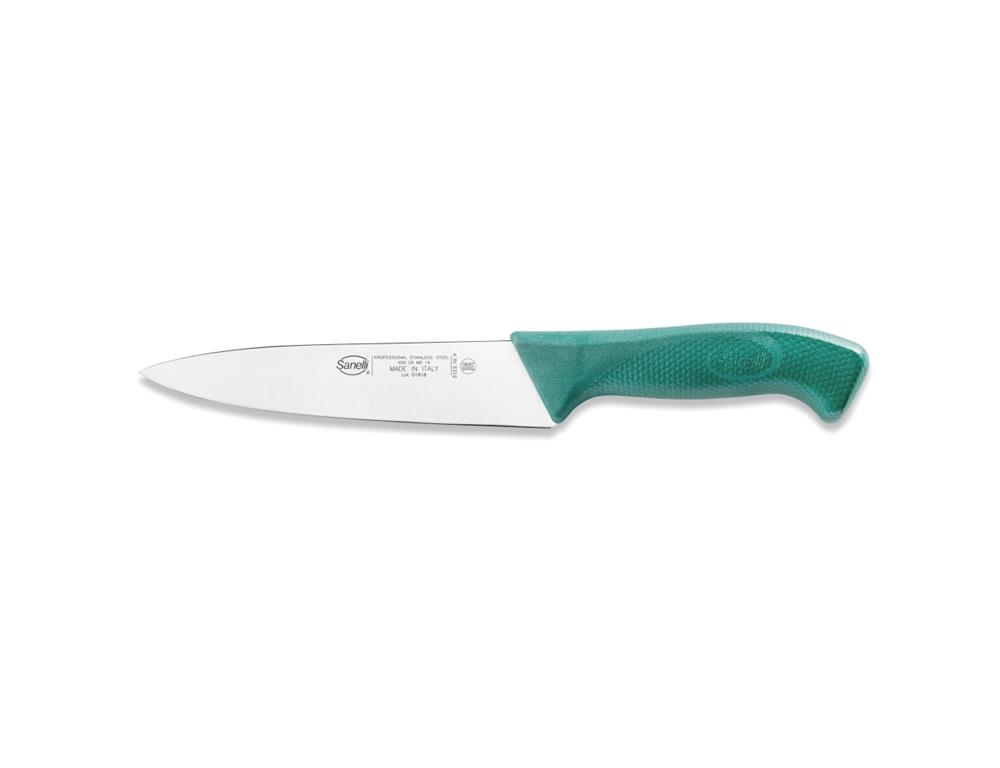 Nóż kuchenny / 16 cm / zielony / skóra