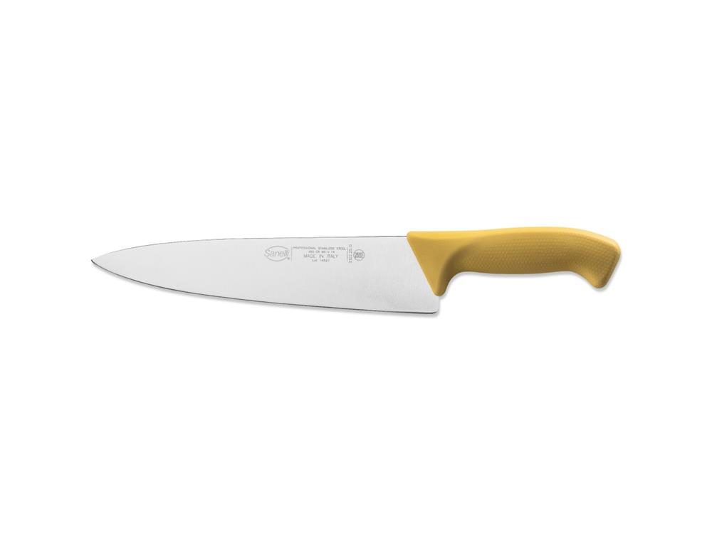Nóż kuchenny / 25 cm / żółty / skóra